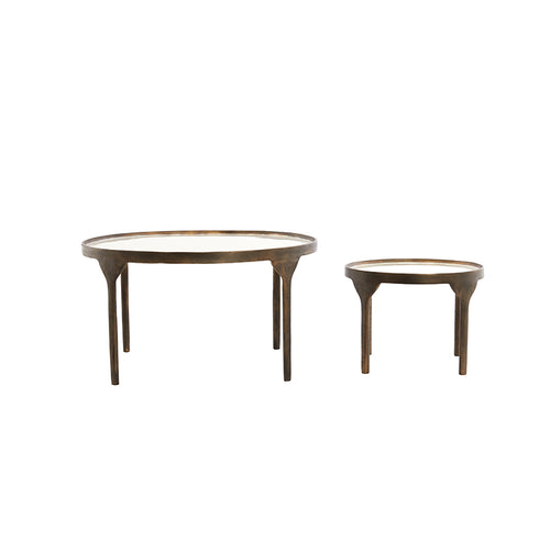 Coffee table S/2 max 85x85x42 cm ELI shiny cream+ant bronze