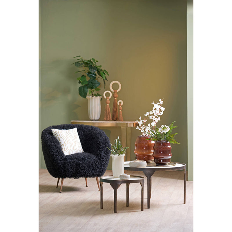 Coffee table S/2 max 85x85x42 cm ELI shiny cream+ant bronze