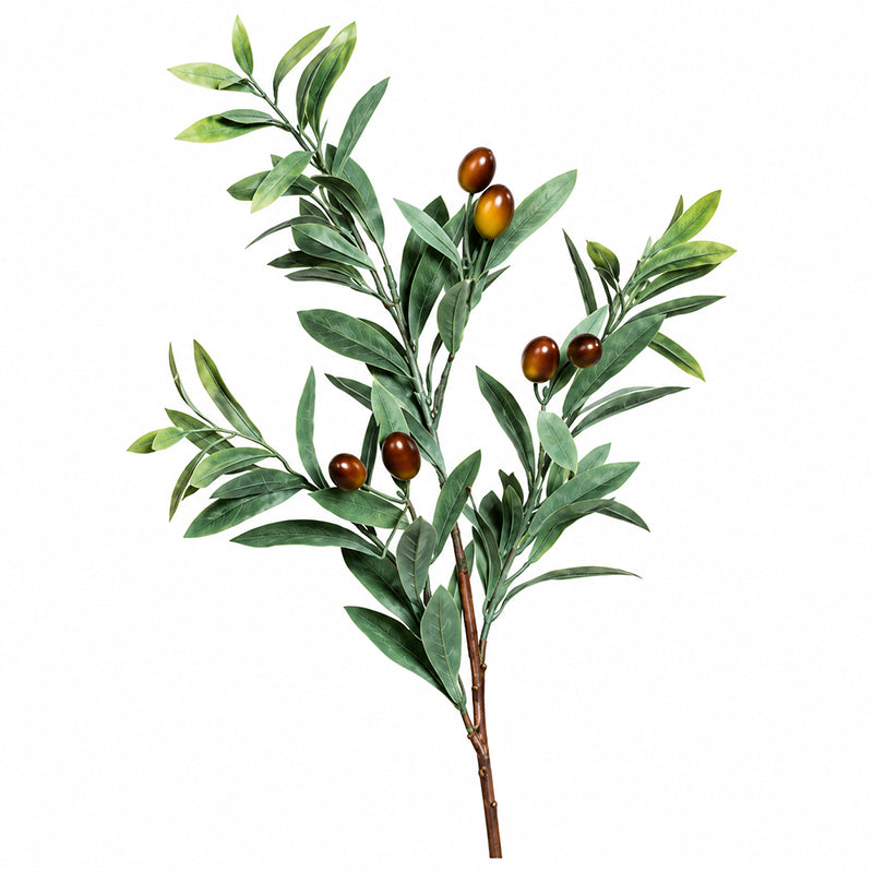 Olive branch made of solid plastic, with olives made of Styrofoam, 63 cm, 24/144