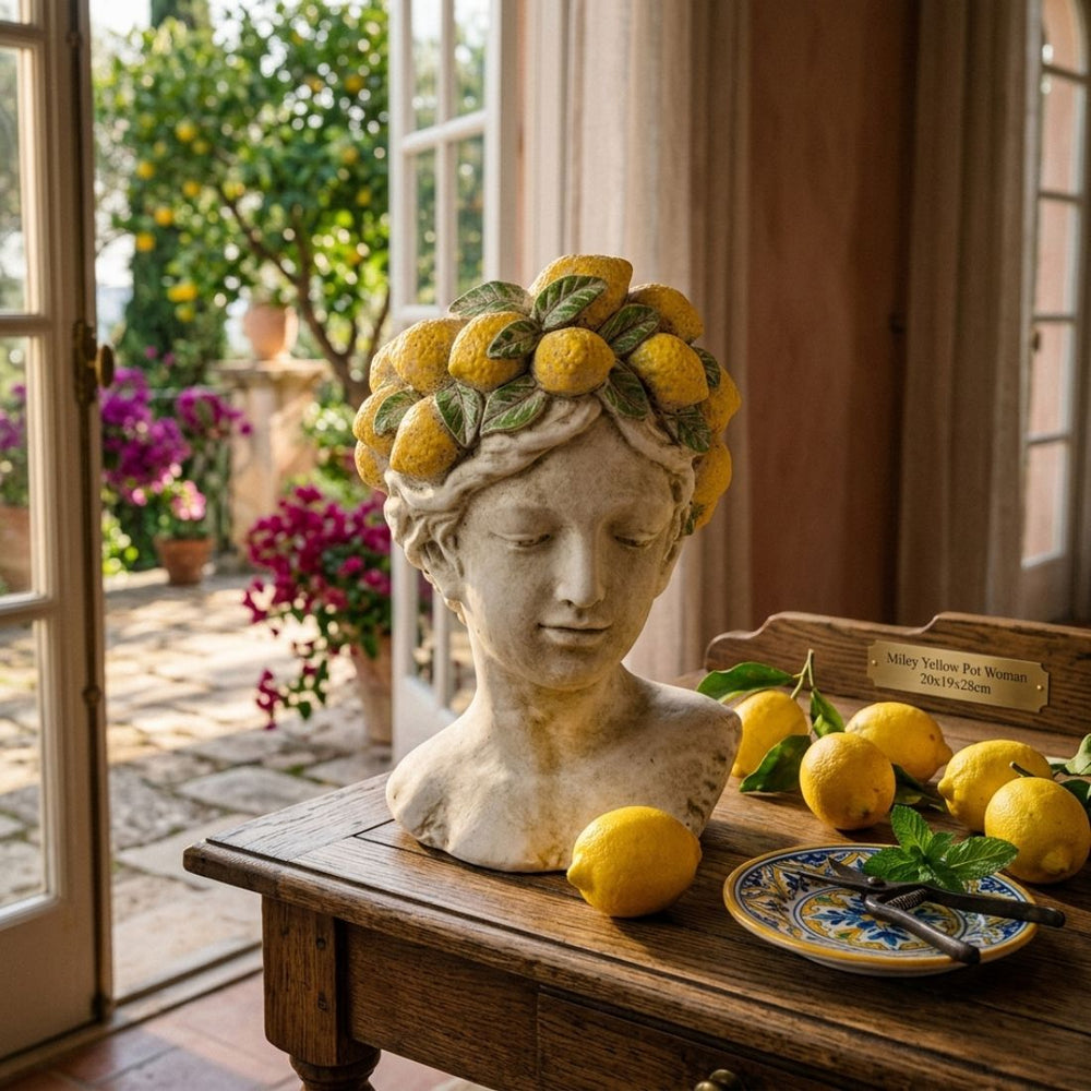 Yellow Lemon Bust Planter (28 cm)