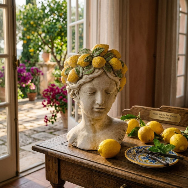 Yellow Lemon Bust Planter (28 cm)