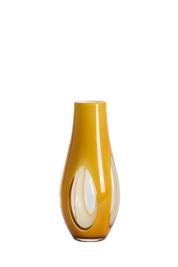 Vase Ø15x34 cm CASEROS glass milky ocher yellow