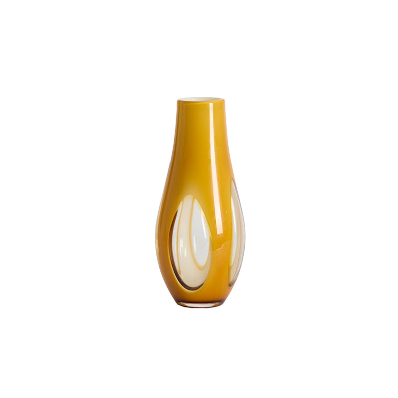 Vase Ø15x34 cm CASEROS glass milky ocher yellow