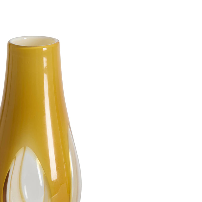 Vase Ø15x34 cm CASEROS glass milky ocher yellow