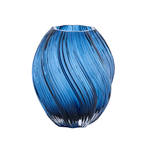 Zenia Dark Blue Glass Vase (21.5 cm)