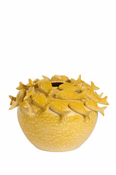 Vase deco Ø40x27 cm FISH ceramics yellow-orange
