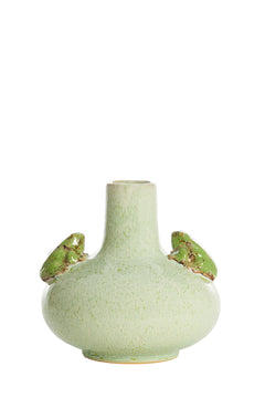 Vase deco Ø21x20,5 cm FROG ceramics mint green+green