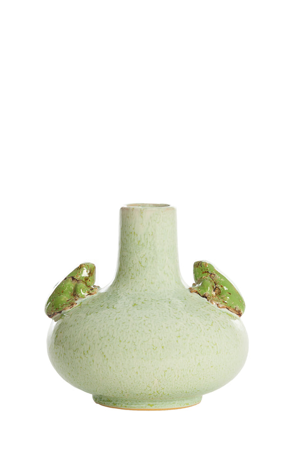Vase deco Ø21x20,5 cm FROG ceramics mint green+green