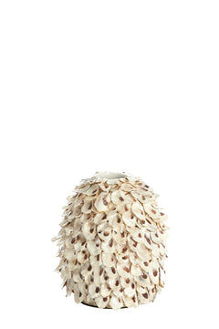 Vase deco Ø20x21 cm UBATE bamboo+shell cream+brown