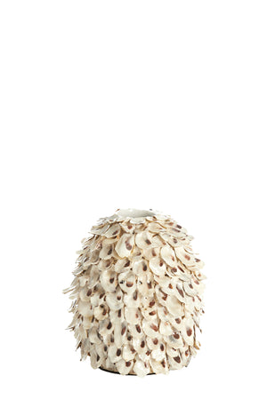 Vase deco Ø20x21 cm UBATE bamboo+shell cream+brown