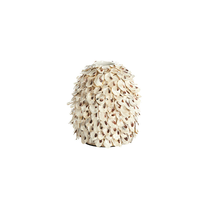 Vase deco Ø20x21 cm UBATE bamboo+shell cream+brown