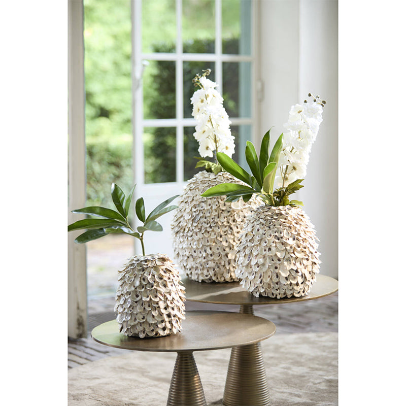 Vase deco Ø26x27 cm UBATE bamboo+shell cream+brown