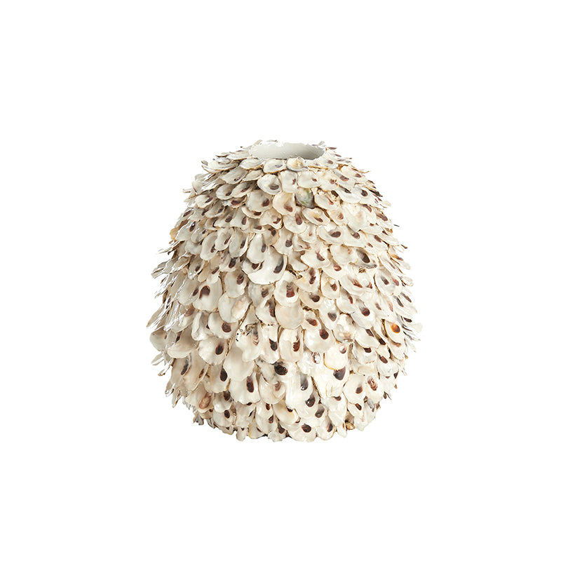 Vase deco Ø26x27 cm UBATE bamboo+shell cream+brown