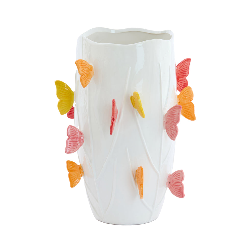 Borboleta White Pink Ceramics Vase (35 cm)