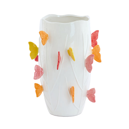 Borboleta White Pink Ceramics Vase (35 cm)
