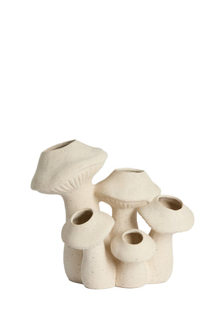 Vase deco 31,5x20,5x27,5 cm MUSHROOM ceramics matt cream
