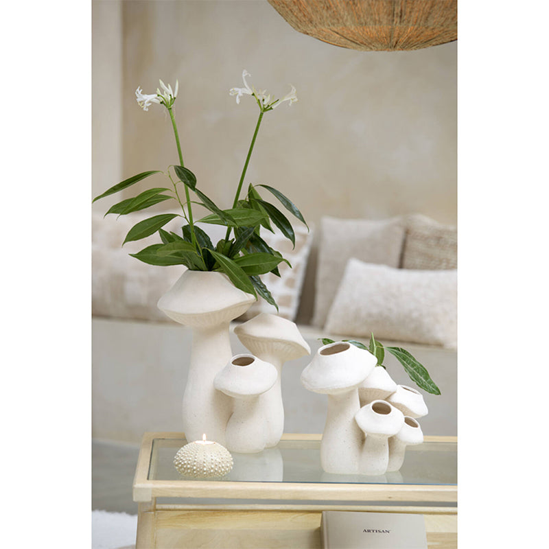 Vase deco 31,5x20,5x27,5 cm MUSHROOM ceramics matt cream