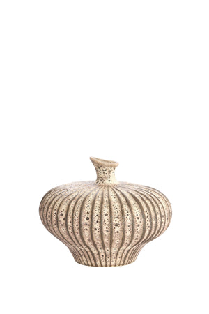 Vase deco 23x22,5x18 cm NEVANO matt dark brown+cream