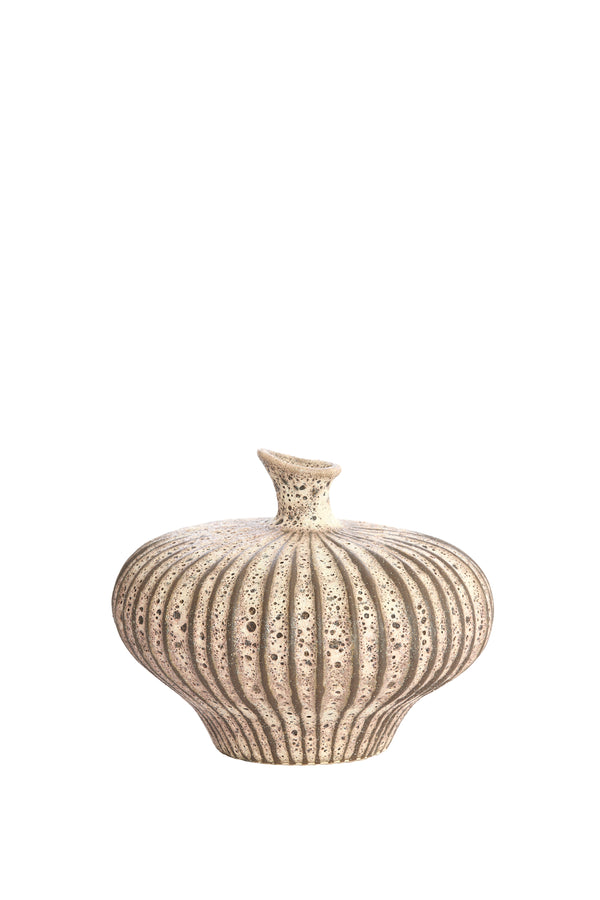 Vase deco 23x22,5x18 cm NEVANO matt dark brown+cream