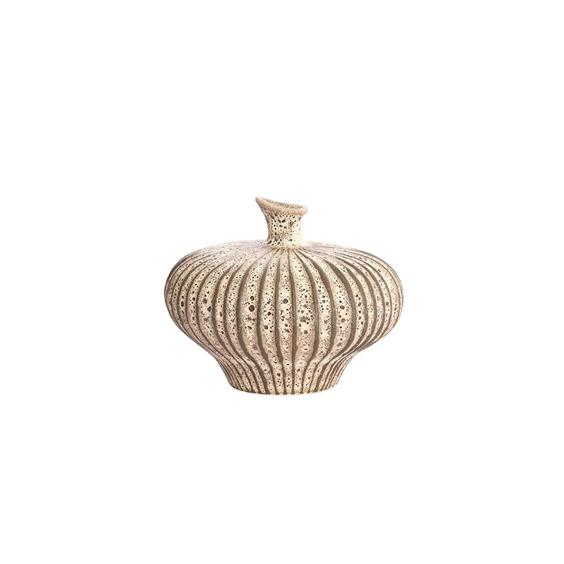 Vase deco 23x22,5x18 cm NEVANO matt dark brown+cream