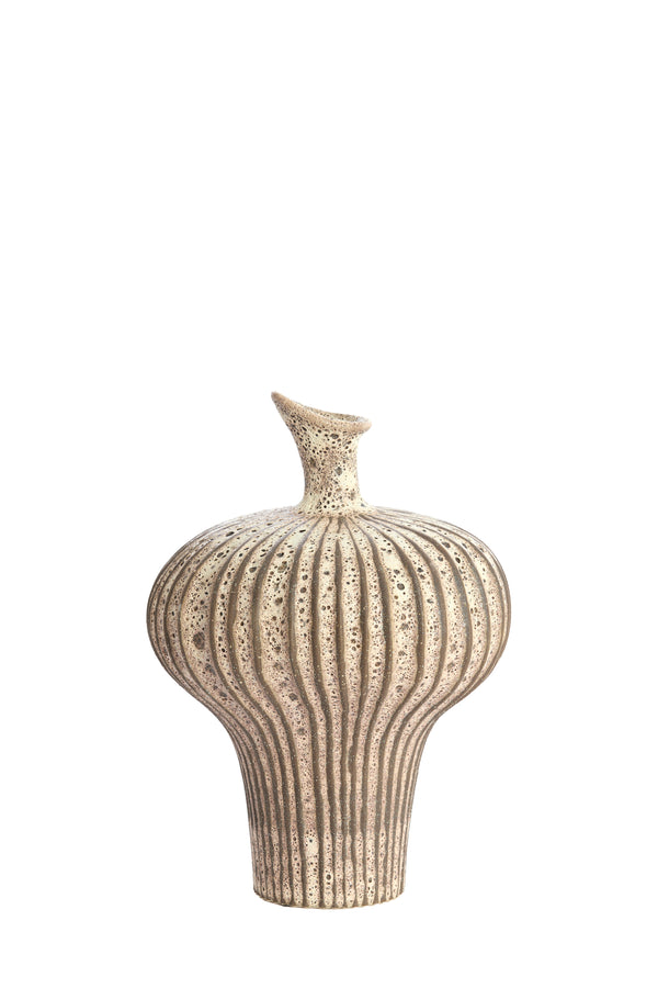 Vase deco 23x22x32,5 cm NEVANO matt dark brown+cream
