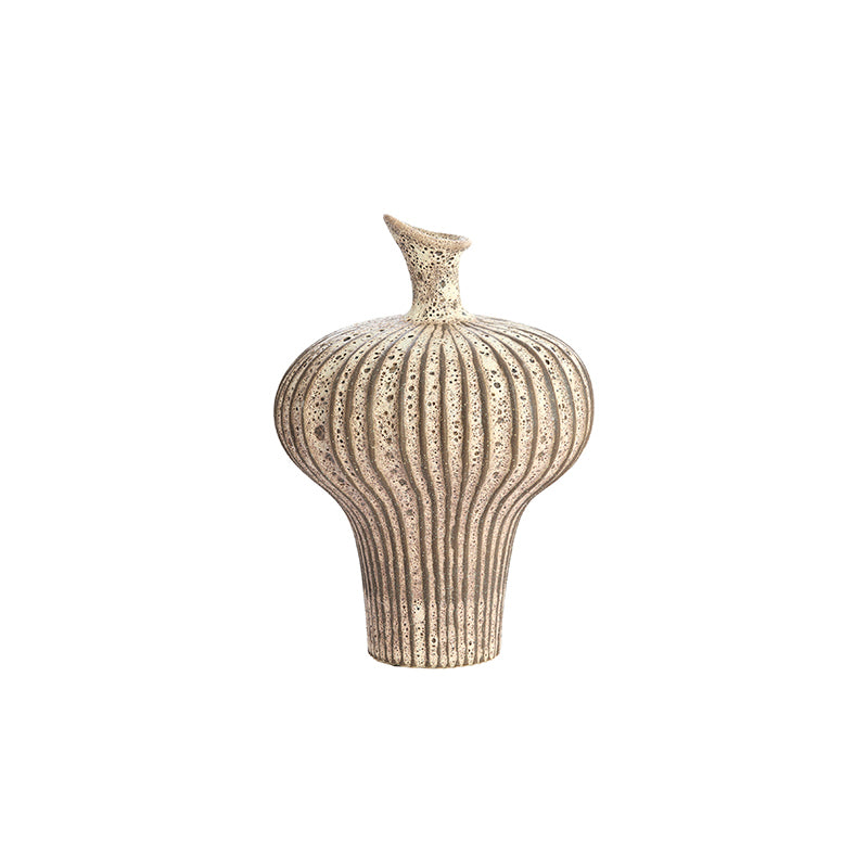 Vase deco 23x22x32,5 cm NEVANO matt dark brown+cream
