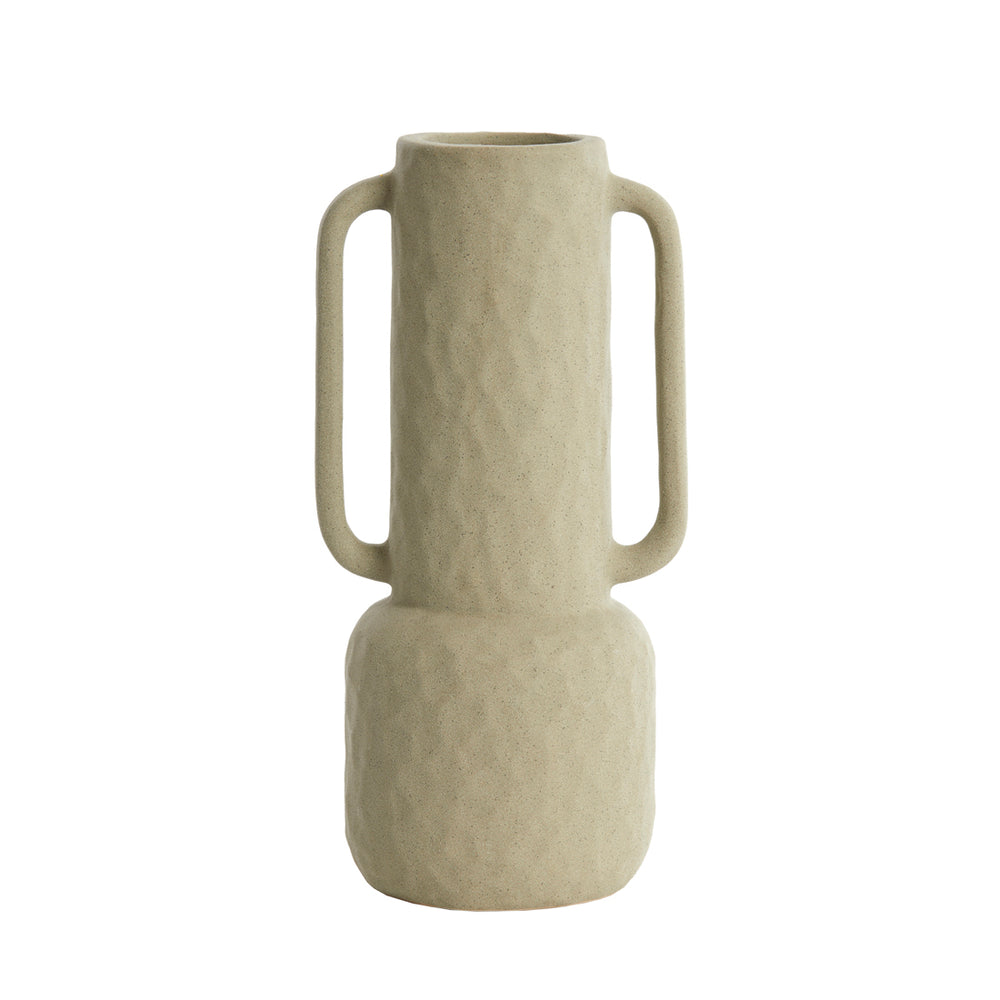 Ziro Ceramic Matt Olive Green Deco Vase (34.5 cm)
