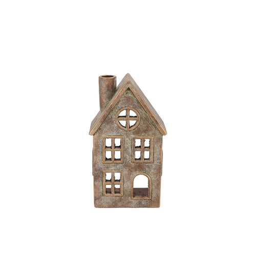 CONCRETE GOLDEN HOUSE DECO 12X8X24CM