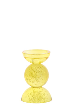 Candle stick Ø9,5x15,5 cm ITINGA glass bubble yellow