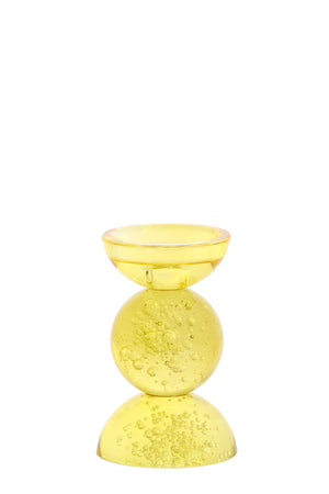 Candle stick Ø9,5x15,5 cm ITINGA glass bubble yellow