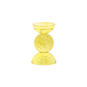 Candle stick Ø9,5x15,5 cm ITINGA glass bubble yellow