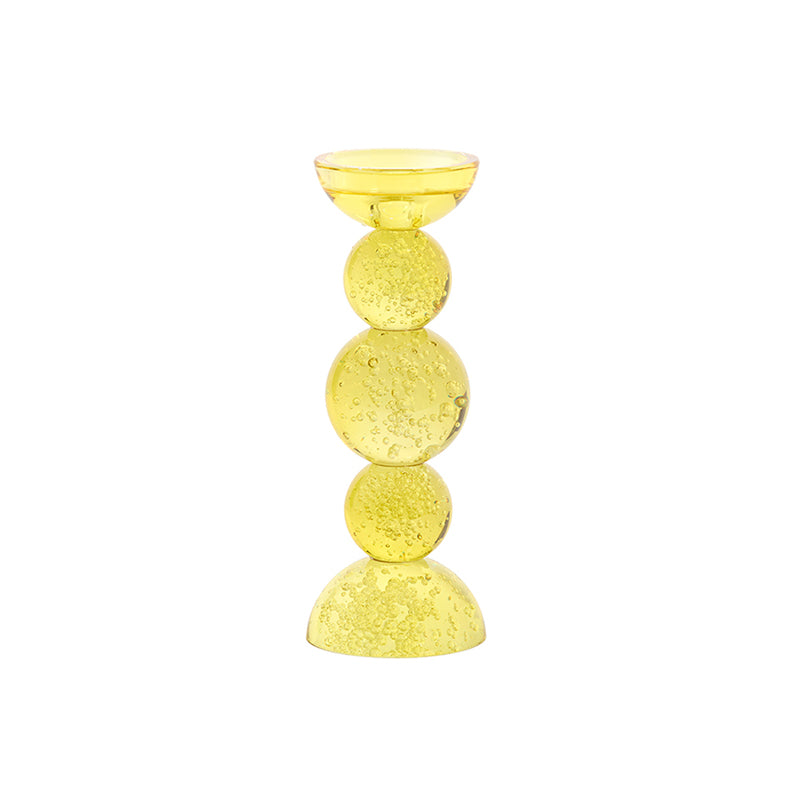 Candle stick Ø10x26,5 cm ITINGA glass bubble yellow