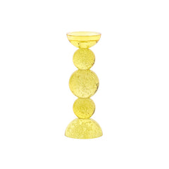 Candle stick Ø10x26,5 cm ITINGA glass bubble yellow