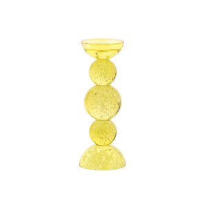 Candle stick Ø10x26,5 cm ITINGA glass bubble yellow