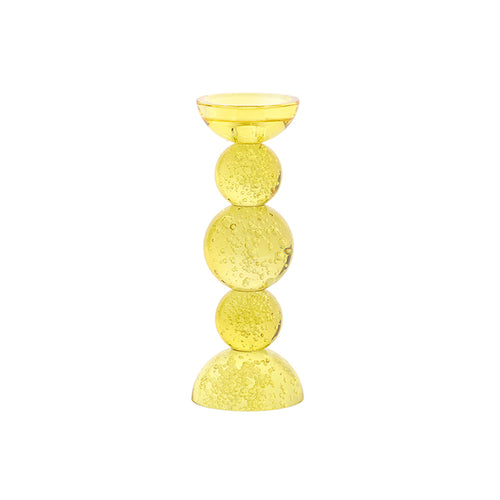 Candle stick Ø10x26,5 cm ITINGA glass bubble yellow