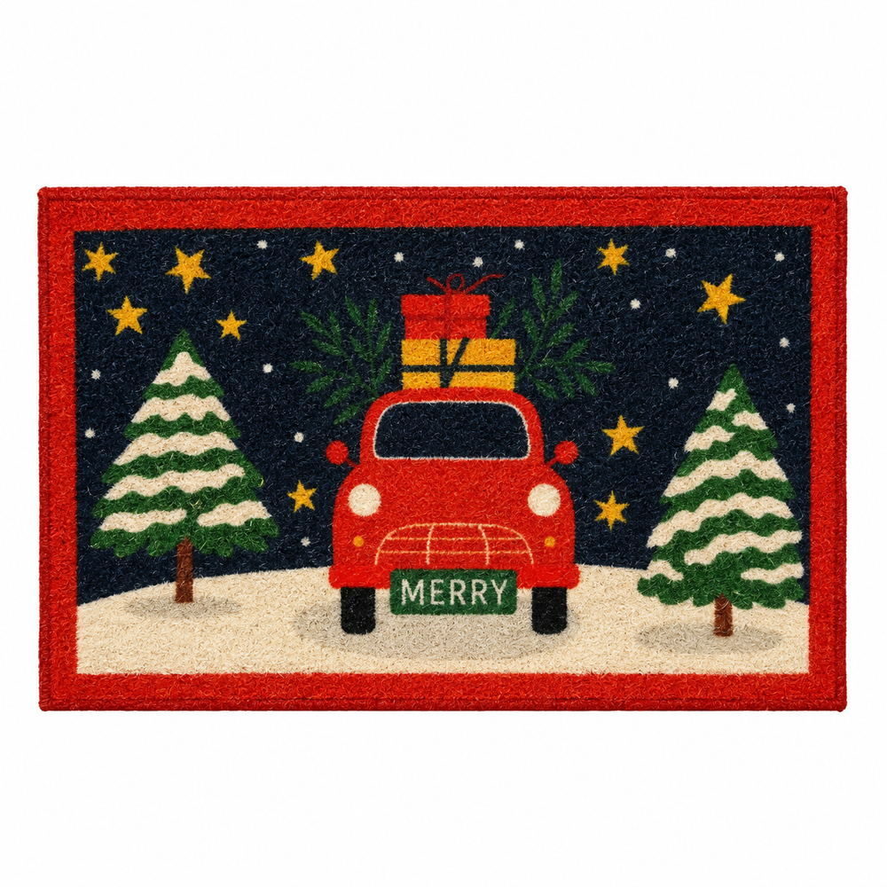 Doormat nylon rectangular stitched edge print 6ass indoor assorted 40cm x 60cm x H.0.5cm - each at