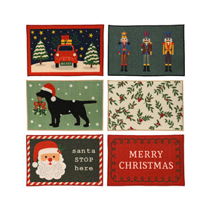 Doormat nylon rectangular stitched edge print 6ass indoor