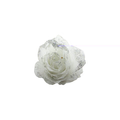 White Rose On Clip (14cm)