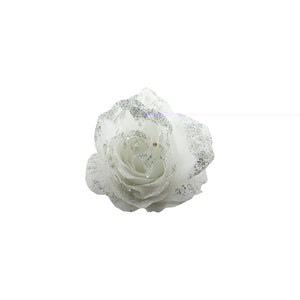 White Rose On Clip (14cm)