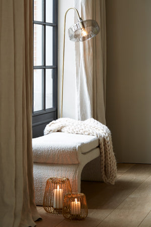 Nafya Boucle Cream Pouf (119 cm)
