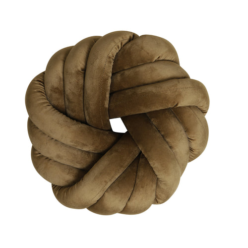 Caramel Velvet Knot Cushion (33 cm)
