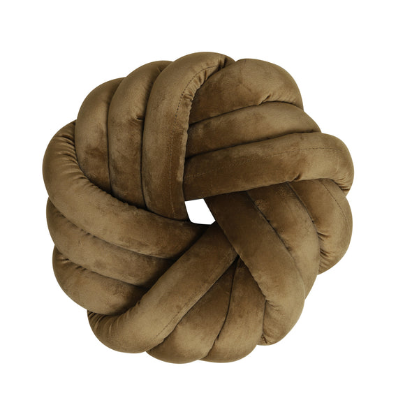 Caramel Velvet Knot Cushion (33 cm)