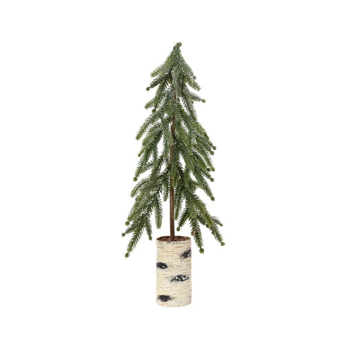 Mini tree green w silver glitter indoor
