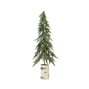 Mini tree green w silver glitter indoor