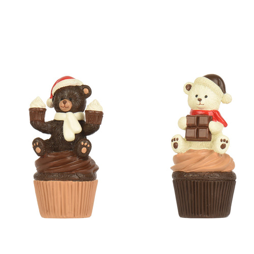 Cupcakes polyresin bear 2ass