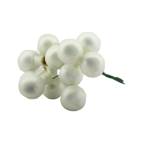 Glass baubles wire matt white d2cm