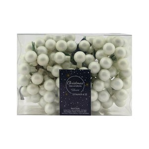 Glass baubles wire matt white d2cm