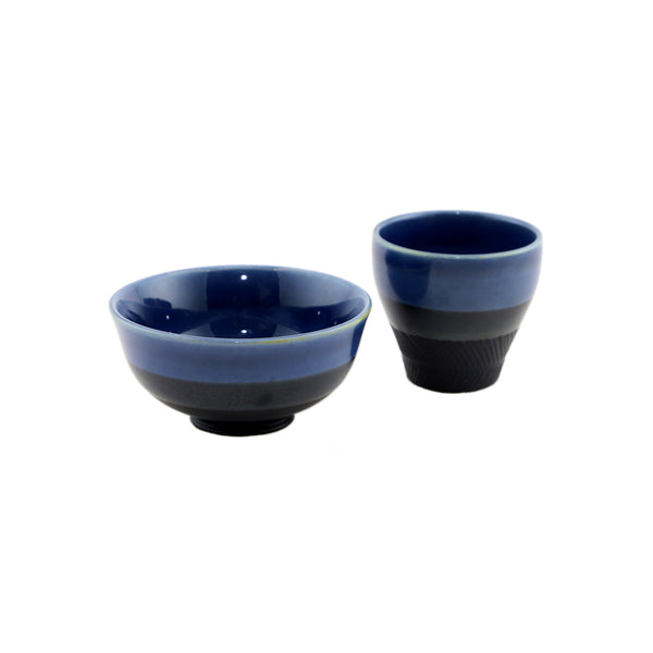 Black White And Blue Stoneware Bowl