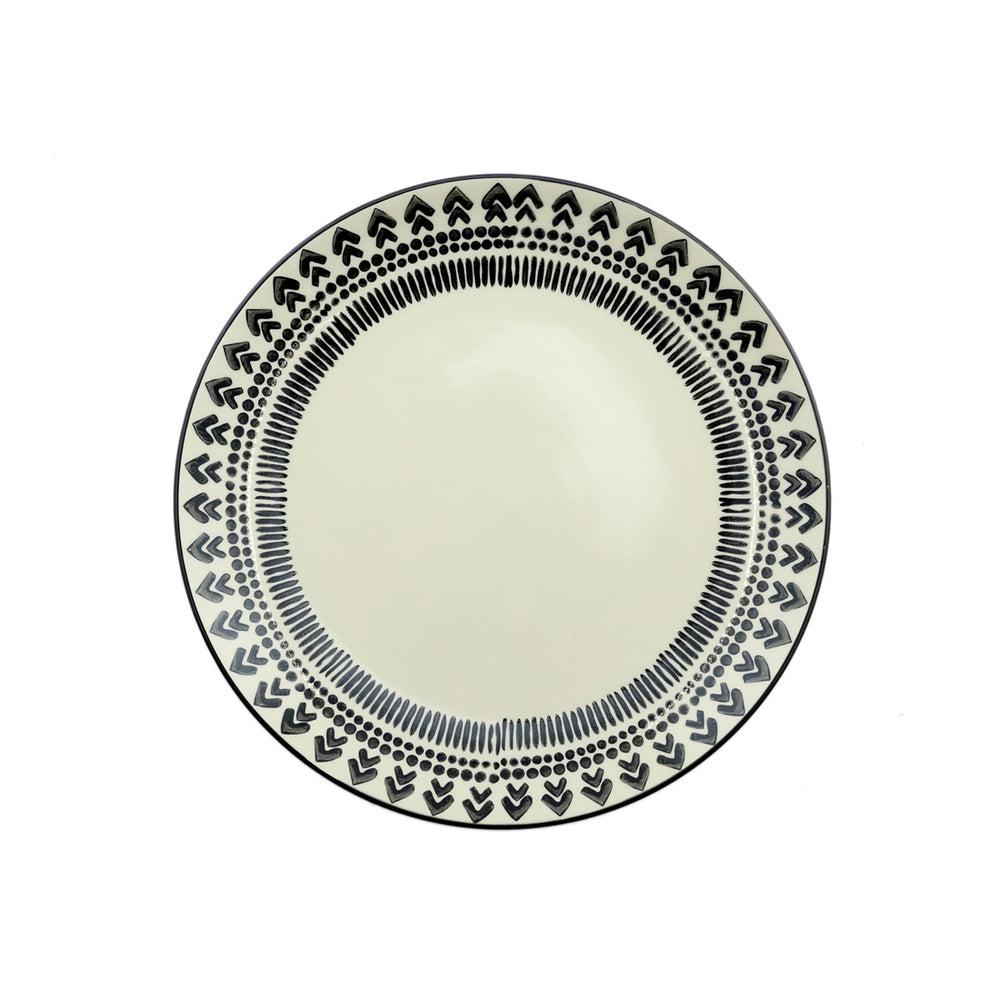 Dinner plate black and white d25cm