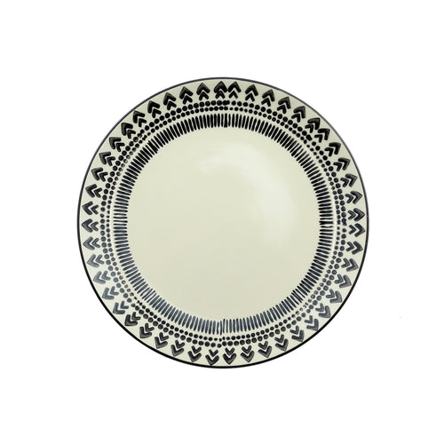 Dinner plate black and white d25cm